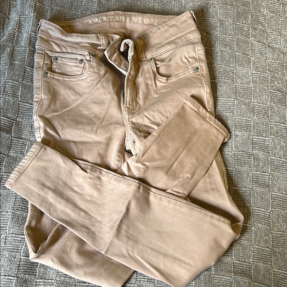 American Eagle Tan/Rose Skinny Jeans